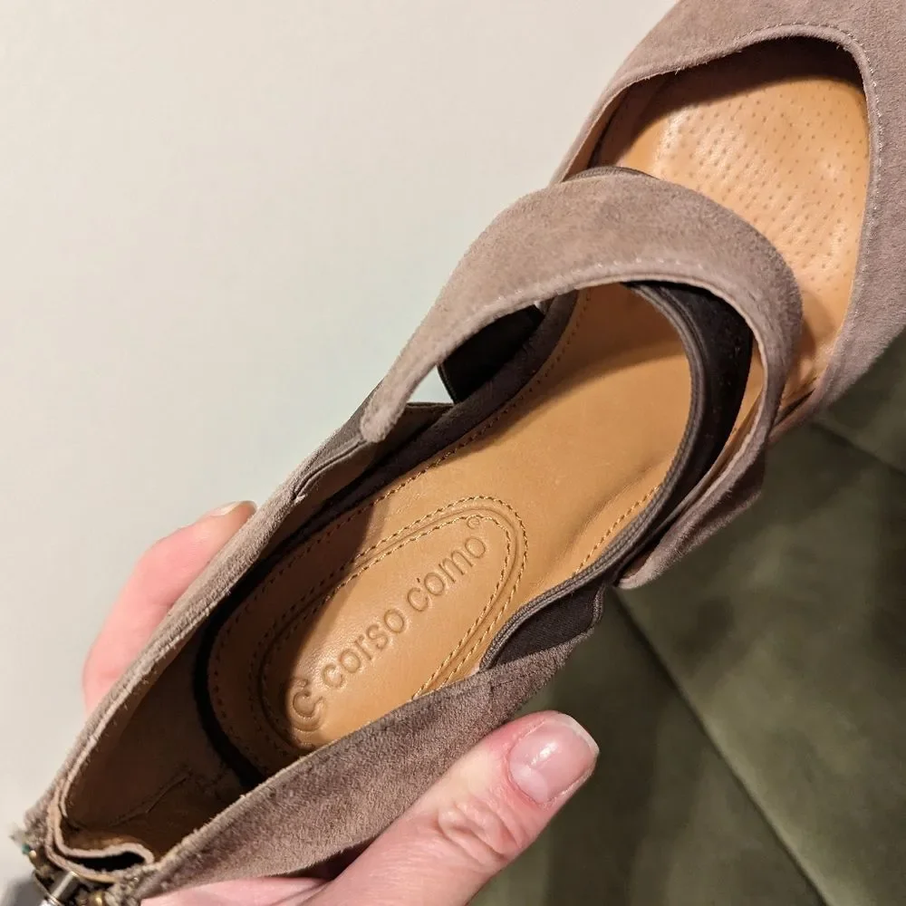 Corso Como Collette Suede Taupe Tan Dress Pumps Heels sz 7.5